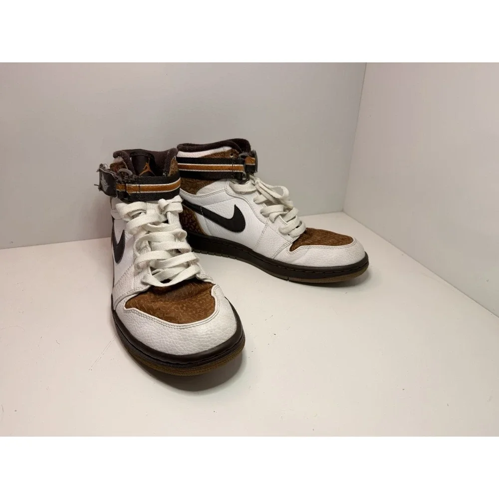 Nike Air Jordan 1 High Strap Ginger Print‎ White Dark Mocha 342132-121 Size 9